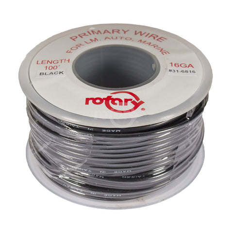 Rotary - 6816 - WIRE PRIMARY BLACK 16 AWG 100'                               