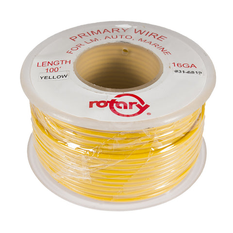 Rotary - 6819 - WIRE PRIMARY YELLOW 16AWG 100'                               